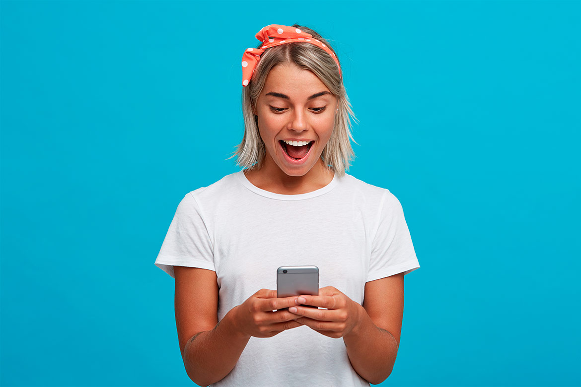Happy amazed blonde img